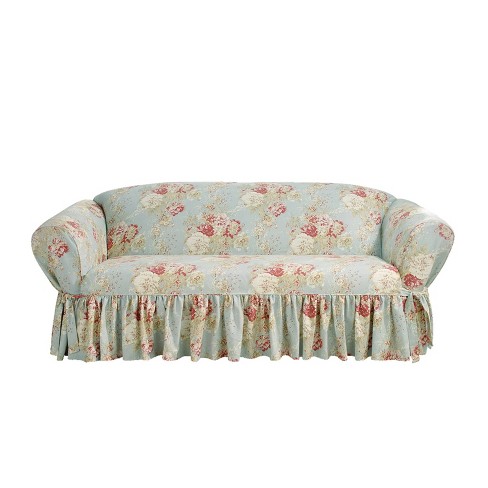 Ruffled cotton sofa discount slipcover