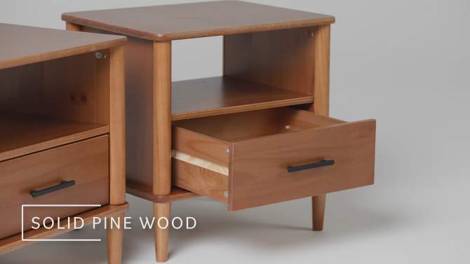 Transitional 1 Drawer Spindle Leg Wood Storage Nightstand - Saracina Home, 2 of 14, play video