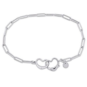 EVERLY JEWELRY |Paper-clip Heart Bracelet in Silver - Multiple Metal Color Options. - 1 of 4