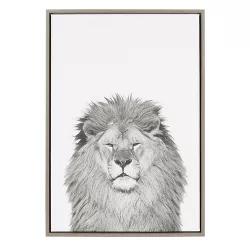 23" x 33" Sylvie Lion Framed Canvas by Simon Te Tai Gray - Kate and Laurel