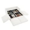 DOMETOUR White Chenille 2-Seater Sofa with Storage Ottomans, Cylindrical Backrest & Armrests, Modern Loveseat with Hidden Storage - 3 of 4