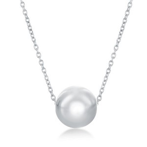 Bella Silver Sterling Silver 10MM Bead Necklace - Rhodium Plated - Silver - 16+2 Inch - 1 of 2