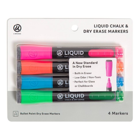 U Brands Liquid Glass Markers, Bullet Tip, Assorted Colors, 12