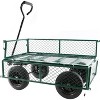 RISOKEYS Heavy Duty 660 Lbs Capacity Mesh Steel Garden Cart,4 Solid Tires with Removable Sides -Tool Cart for Gardening,Farming,Green - 2 of 4