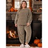 Women's Plus Size Fluffy Fleece Long Sleeve Plush Sleepwear Fuzzy Lounge Home Warm Pajamas Set - Agnes Orinda - 3 of 4