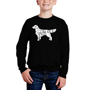 LA Pop Art Golden Retreiver - Boy's Word Art Crewneck Sweatshirt - 1 of 3