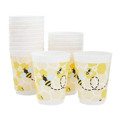 16 Packs Reusable Plastic Bumble Bee Baby Shower Party Supplies Disposable Cups