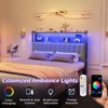 Karl Home Twin Full Queen King Size Headboard, Adjustable Upholstered Headboard with 2 Tier Shelves and Pegboard with Charging Stations and LED Lights - 3 of 4