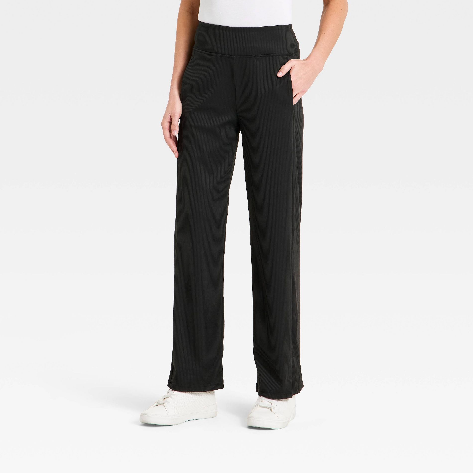 Women's Wide Leg Flat Elastic Lounge Pant with Forward Seams and Side Slit Pockets - A New Day™