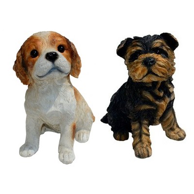 Michael Carr Designs Puppy Love Cavalier King Charles Spaniel and Yorkshire Terrier Outdoor Lawn Decor Polyresin Figurine Statues