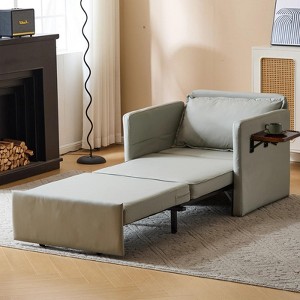Adult 3-in-1 Convertible Sleeper Chair - Pull-out Sofa Bed with USB & Type-C Charging Tray for Living Room - 1 of 4