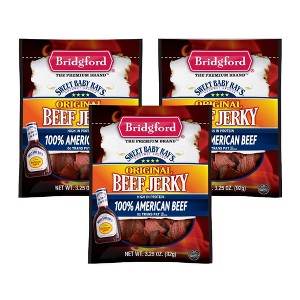 Bridgford Sweet Baby Ray’s Beef Jerky Original 3.25 oz - Healthy High Protein Beef Jerky for Your Dietary Preferences & On-the-Go Snacking - 1 of 4
