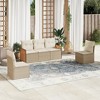 vidaXL Garden Sofa Set Beige PE Rattan, Powder-Coated Steel 5-seater - 2 of 4