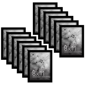 Americanflat 8x11 Picture Frame with Polished Plexiglass - Set of 12 - Signature Collection - Photo Frame for Tabletop and Wall Display - Black - 1 of 1