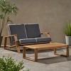 2 Piece Acacia Wood Outdoor Garden Furniture Set,Armrest Adirondack Loveseat with Coffee Table,Patio Conversation Set with Cushions-Coolbibila - 3 of 4