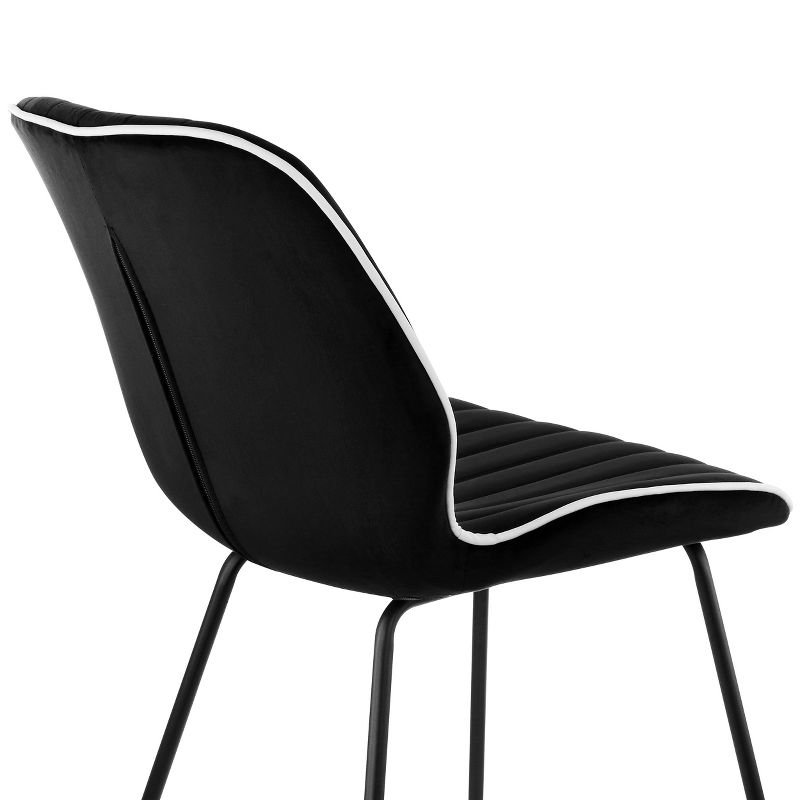 Elama 2 Piece Velvet Tufted Chair in Black with Black Metal Legs, 4 of 10