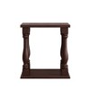 Angel Sar Antique-Style Coffee Table, Espresso Brown Side Table with Rubbed Grey Finish, 2-Tier Solid Wood Accent Table - 4 of 4