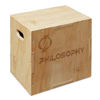 Philosophy Gym 3 in 1 Wood Plyometric Box -  16" x 14" x 12" Jumping Plyo Box for Training and Conditioning