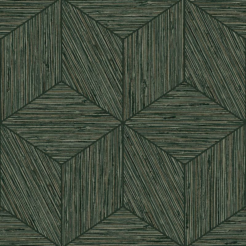 Grasscloth Geo Pine Green Geometric Paste the Wall Wallpaper, 1 of 5