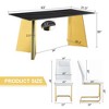 ModernLuxe 7 PCS Dining Table Set for 6, Modern Dining Set with 6 Upholstered Dining Chairs & Gold Stainless Steel Butterfly Legs, Black/White - 3 of 4
