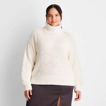 Women's V-neck Pullover Sweater - Knox Rose™ Ivory 3x : Target