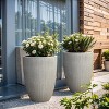 LuxenHome 2-Piece Tall Tapered Round Plastic Planters Set, Mediterranean Gray - 2 of 4