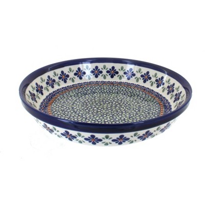 Blue Rose Polish Pottery Mosaic Flower Pie Plate