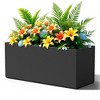 TOAOTBNBO Metal Rectangular Planter, Tall Planters with Drainage Holes, Outdoor Planter Pots for Porch and Patio, Black - 2 of 4