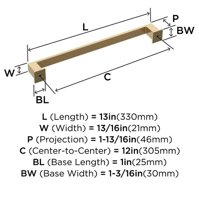 Champagne Bronze 13" Modern Appliance Pull with Mounting Hardware