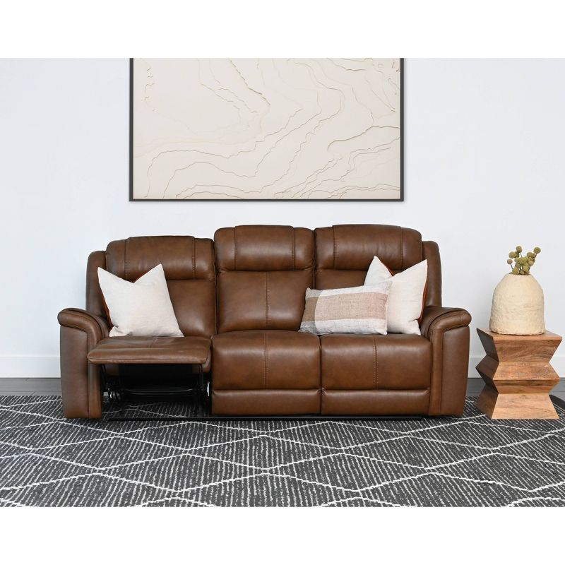 Gilbert Leather Manual Reclining Sofa Brown - Abbyson Living, 3 of 11