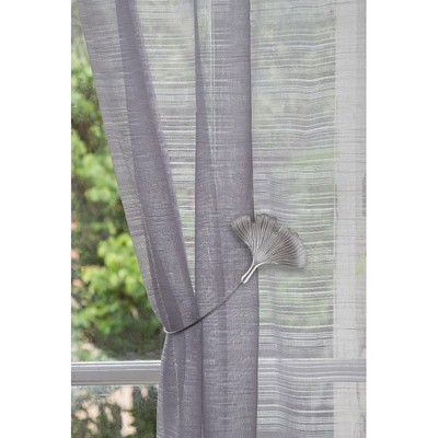 Evideco French Home Goods Magnetic Metal Curtain Tiebacks with Ginkgo Leaf Design – No Installation Needed