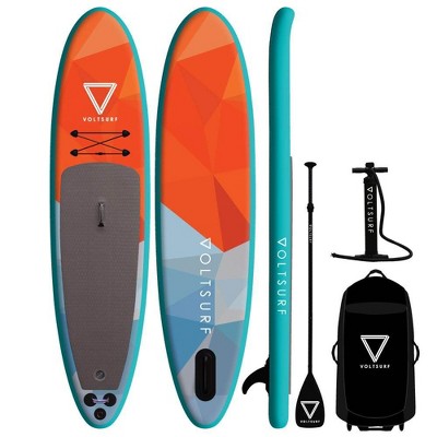VoltSurf 11 Ft Rover Inflatable SUP Stand Up Paddle Board Kit w/ Pump, Turquoise