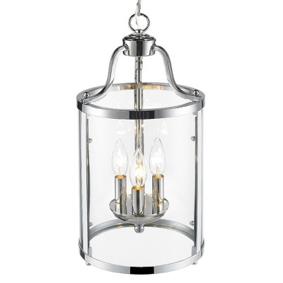 Chrome Finish 3-Light Glass Pendant Light
