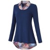 Clearlove Women's Casual Contrast Collar Shirt Long Sleeve Slim Fit Tunics Top - 3 of 3