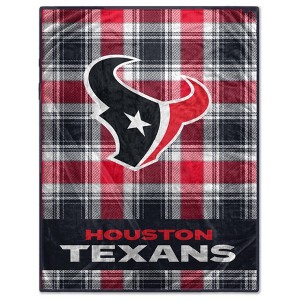 NFL Houston Texans Plaid Oversized Ultra Cozy Throw Blanket - 1 of 2