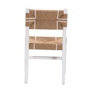 bali & pari Talli Paper Loom and Mahogany Wood Dining Chair Brown/White - 1 of 4