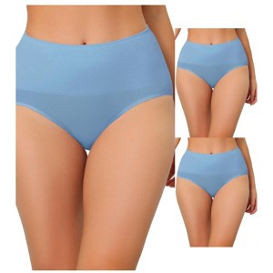 Allegra K Women's High Waist Shaping Tummy Control Breathable Briefs 3 Packs - 1 of 4