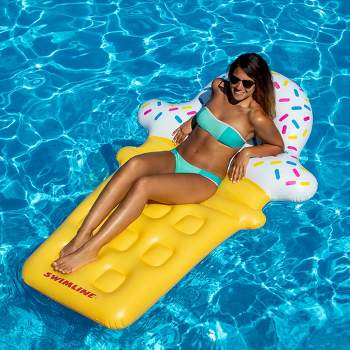Swimline 74" Novelty Ice Cream Cone Inflatable Swimming Pool Floating Lounge Raft - Yellow/White