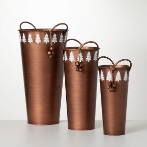 13.5"H, 16.5"H and 19.5"H Sullivans Tall Christmas Tree Bucket - Set of 3, Brown - 1 of 3