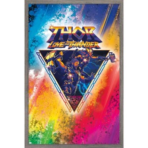 Trends International Marvel Thor: Love and Thunder - Rainbow Splatter Framed Wall Poster Prints - 1 of 4