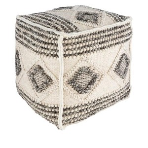 Mark & Day Langschlag 18"H x 18"W x 18"D Bohemian/Global Black Pouf - 1 of 2