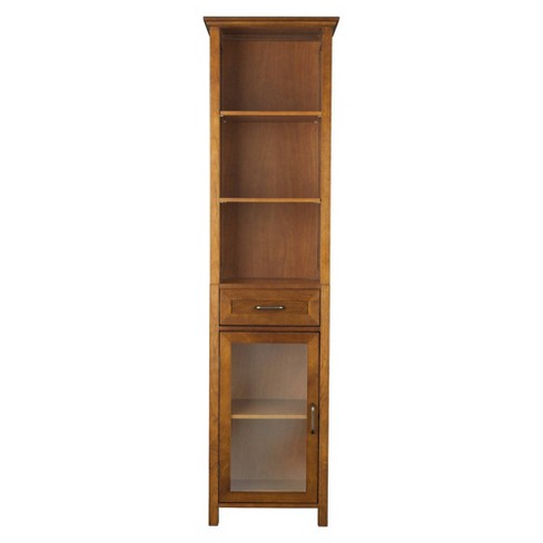 Avery Linen Cabinet with 1 Drawer Oil Oak Brown Elegant Home Fashions
