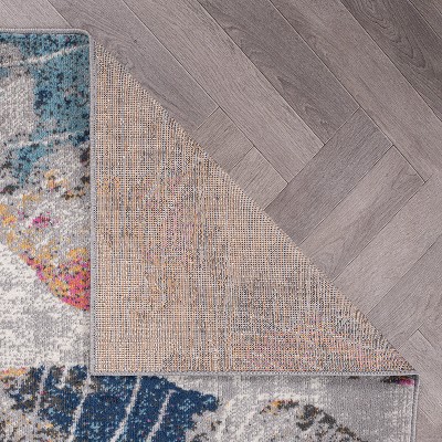 Contemporary Multi-Color Floral Rectangular Synthetic Area Rug 5' x 7'