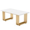 Resenkos Computer Desk, Office Desk, Study Desk,70.9" Executive Desk, Modern Office Computer Desk Conference Table,White & Gold - 2 of 4