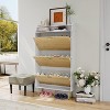 3-Drawer Shoe Cabinet with Bench - Narrow Freestanding Shoe Storage for Entryway, Hidden Organizer WithDrawers & Shelf - 3 of 4