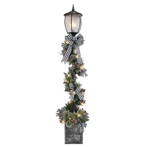 Puleo 7' Pre-Lit Artificial Adorned Lamp Post with 200 Branch Tips and LED Lights - 1 of 4