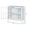 Yukimo 31.5" White Buffet Sideboard Cabinet with 2 Transparent Doors, Dining Room Credenza with Two-Tier Shelves for Kitchen and Hallway Storage - 3 of 4