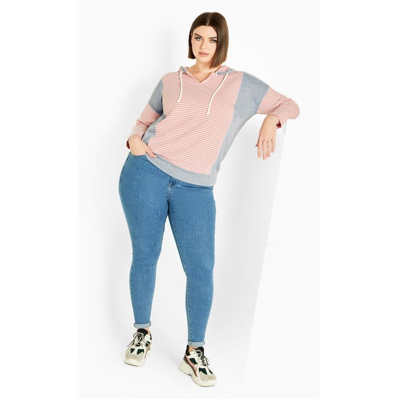 Women's Plus Size Seeing Stripes Sweater - Pink | AVENUE, 3 of 7