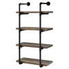 INFURNIC Decorative Wall Shelf 4-Tier Black and Rustic Oak Plumbing Pipe Frame for Storage and Display Easy Installation, Brown, 23.5"*11.5"*46" - 3 of 4
