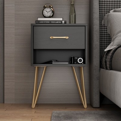 FUFU&GAGA Single Drawer Nightstand with Single Open Storage Compartment Bedside Table